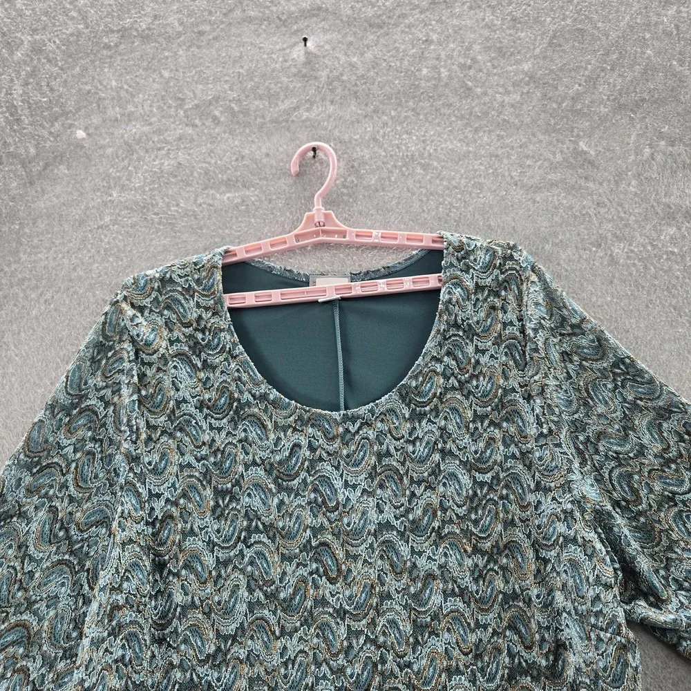 Catherines Women Blouse 3X (26/28W) Blue Nylon Polyester Geometric Tunic‎